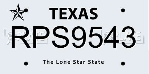RPS9543 Texas License Plate