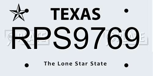 RPS9769 Texas License Plate