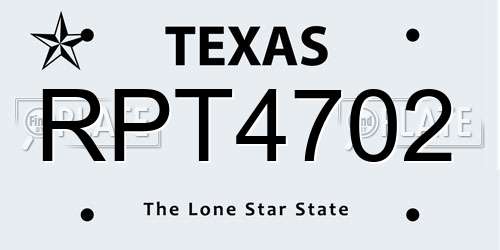 RPT4702 Texas License Plate