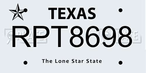 RPT8698 Texas License Plate