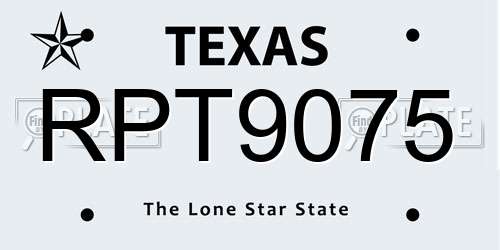 RPT9075 Texas License Plate