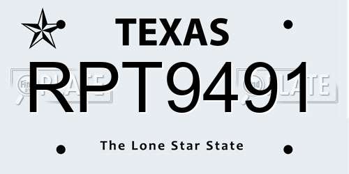 RPT9491 Texas License Plate