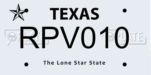 RPV010 Texas License Plate