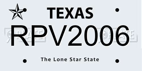 RPV2006 Texas License Plate