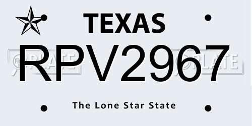 RPV2967 Texas License Plate