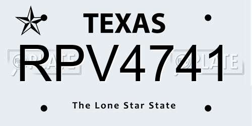 RPV4741 Texas License Plate