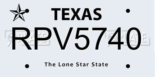 RPV5740 Texas License Plate