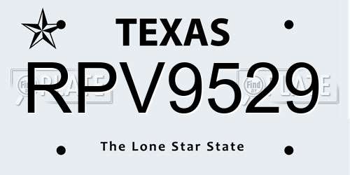 RPV9529 Texas License Plate