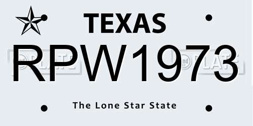 RPW1973 Texas License Plate