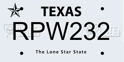 RPW232 Texas License Plate