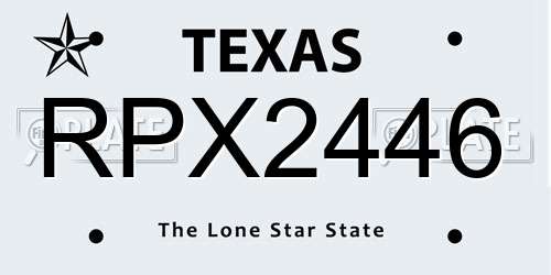 RPX2446 Texas License Plate