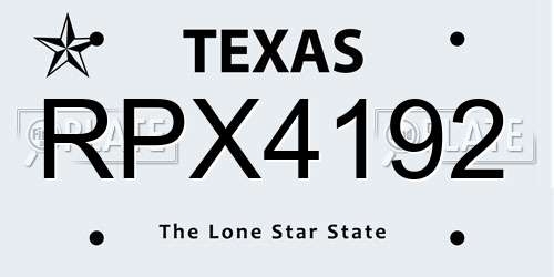 RPX4192 Texas License Plate