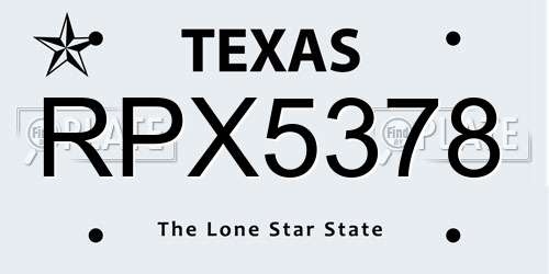 RPX5378 Texas License Plate