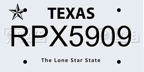 RPX5909 Texas License Plate