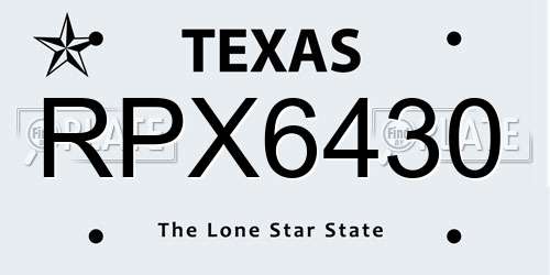 RPX6430 Texas License Plate