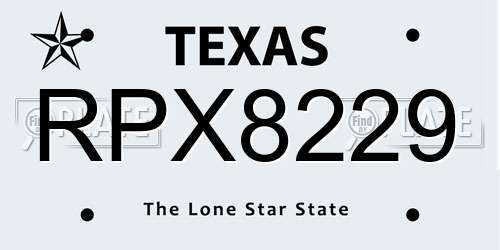 RPX8229 Texas License Plate