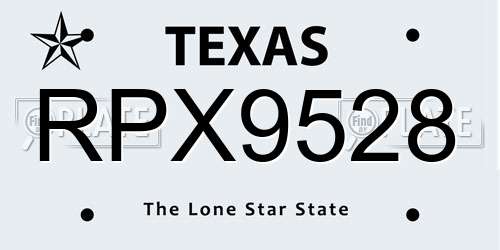 RPX9528 Texas License Plate