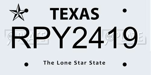 RPY2419 Texas License Plate