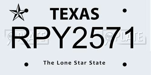 RPY2571 Texas License Plate