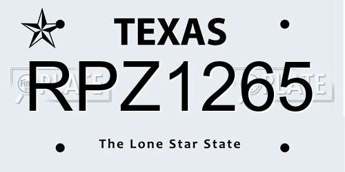 RPZ1265 Texas License Plate