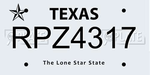 RPZ4317 Texas License Plate