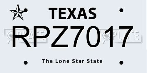 RPZ7017 Texas License Plate