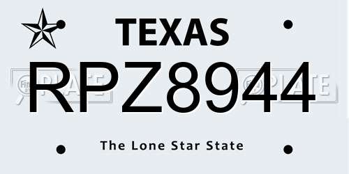 RPZ8944 Texas License Plate