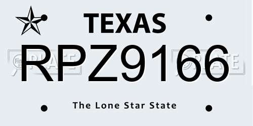 RPZ9166 Texas License Plate