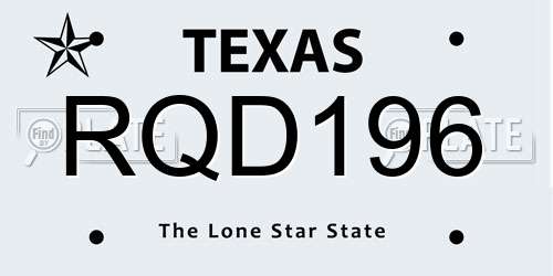 RQD196 Texas License Plate