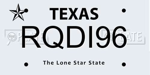 RQDI96 Texas License Plate