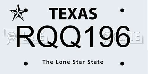 RQQ196 Texas License Plate