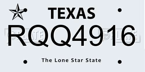 RQQ4916 Texas License Plate
