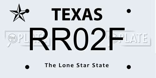 RR02F Texas License Plate