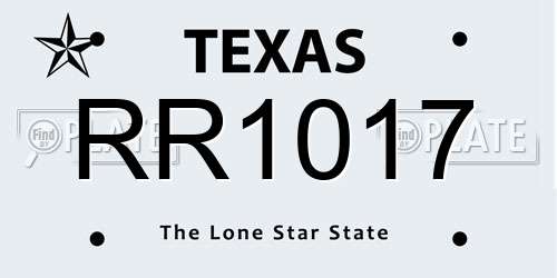 RR1017 Texas License Plate