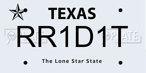 RR1D1T Texas License Plate