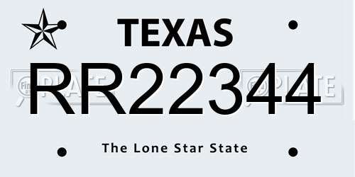 RR22344 Texas License Plate