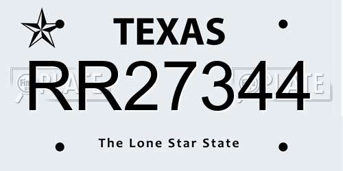 RR27344 Texas License Plate