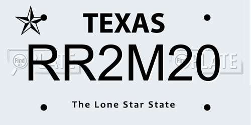 RR2M20 Texas License Plate
