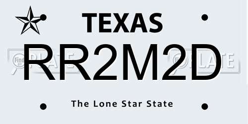RR2M2D Texas License Plate