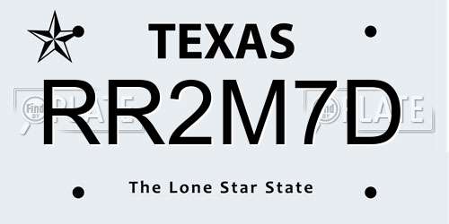 RR2M7D Texas License Plate