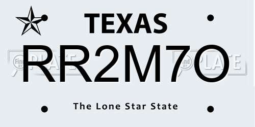 RR2M7O Texas License Plate