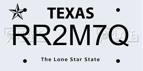 RR2M7Q Texas License Plate