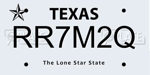 RR7M2Q Texas License Plate