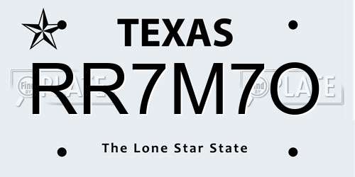 RR7M7O Texas License Plate