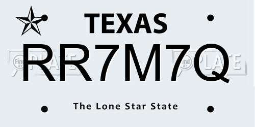 RR7M7Q Texas License Plate