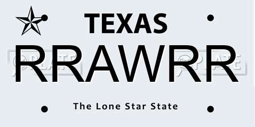 RRAWRR Texas License Plate