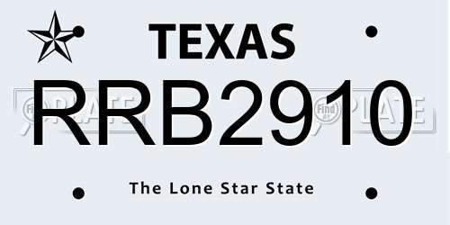 RRB2910 Texas License Plate