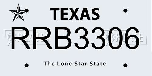 RRB3306 Texas License Plate