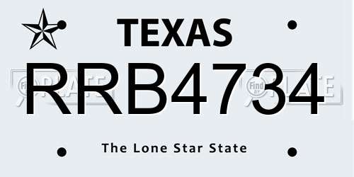 RRB4734 Texas License Plate