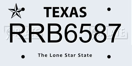 RRB6587 Texas License Plate